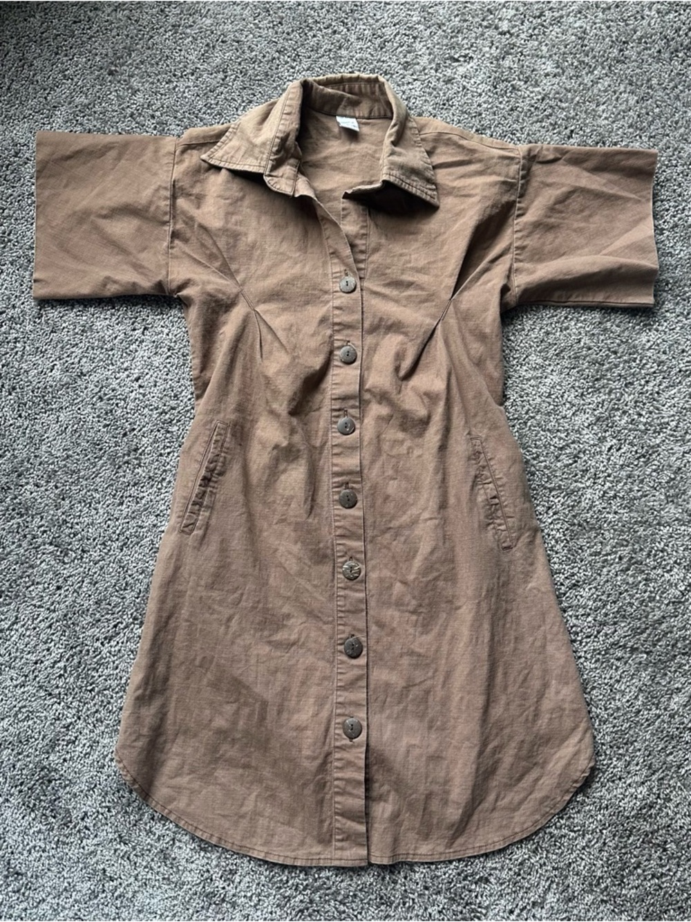 Women's Brown Button-Front Shirt Dress